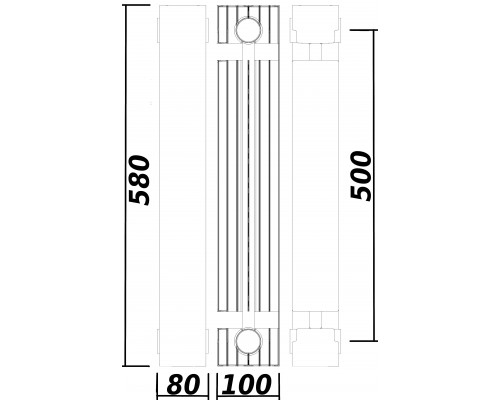 Радіатор біметалевий секційний QUEEN THERM 500/100 UNIVERSAL (кратно 10) - QUEEN THERM