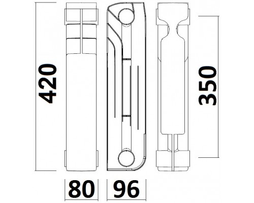 Радиатор биметаллический секционный QUEEN THERM 350/96 (кратно 10)