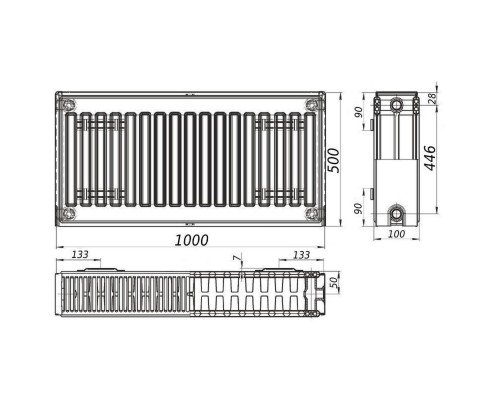 Радіатор сталевий панельний QUEEN THERM 22 бок 500х1000 - QUEEN THERM