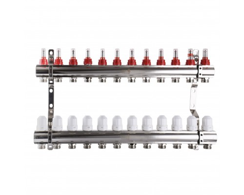 Коллектор с расходомерами, регуляторами и креплением ECO 001D 1″x12