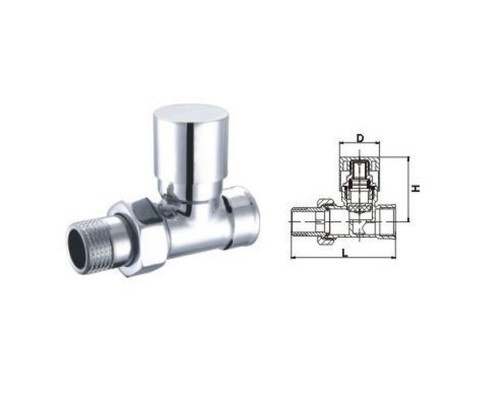 Кран вентильный прямой с американкой SOLOMON 3/4″ CHROM 1864 п/ключ