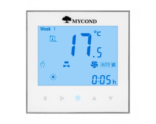 Термостат квадратний сенсорний білий LCD 2 канали AC220V Wi-Fi /MС-TRF-B2F-W-4 MYCOND/ - TEPLOWATT