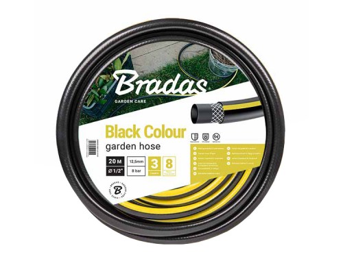 Шланг для полива BLACK COLOUR 1/2″ 20м, Bradas Польша черный WBC1/220