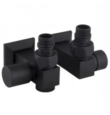 Набір Кран вентильний кутовий з американкою SOLOMON LUX 1/2″CUBE BLACK 8888_ТЕН (1уп)