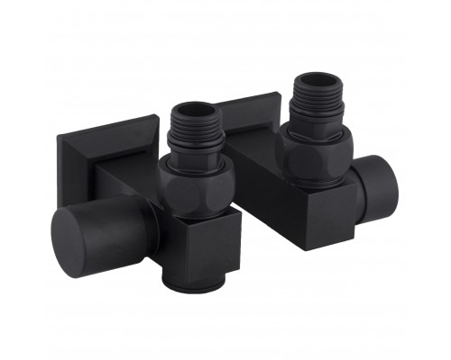 Набір Кран вентильний кутовий з американкою SOLOMON LUX 1/2″CUBE BLACK 8888_ТЕН (1уп)