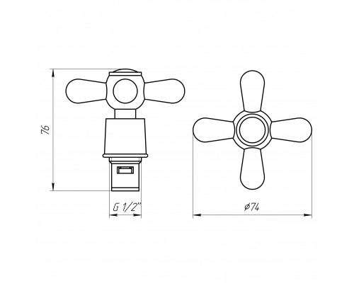 Рукоятка + Кран-букса Globus Lux SHARM GBC-02S-CER (2шт) - Globus Lux