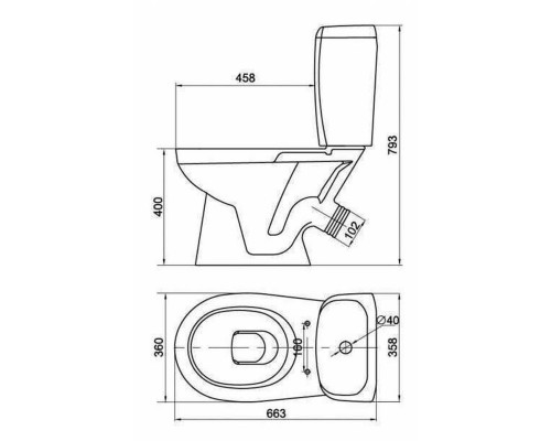 Компакт Cersanit 382 KORAL 031 3/6 з кришкою поліпропілен - Cersanit