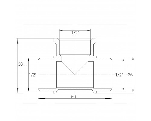 Трійник латунний 1/2″ЗР х 1/2″ВР х 1/2″ЗР штампований А0215А VA - VA