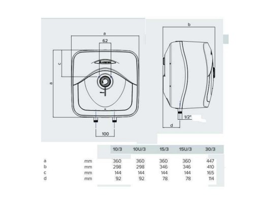 Водонагрівач ARISTON ANDRIS RS 30/3 підвод води знизу - Ariston