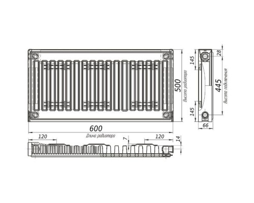 Радіатор сталевий панельний KALDE 11 бок 500x600 - KALDE