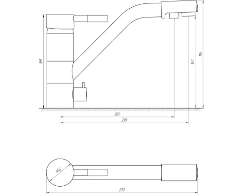 Смеситель для кухни под осмос Globus Lux LAZER GLLR-0555-BBRONZ