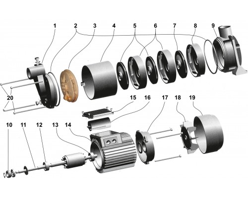 Насос відцентровий багатоступінчастий Optima MH-N 1100INOX 1,1кВт нерж, колеса - Optima