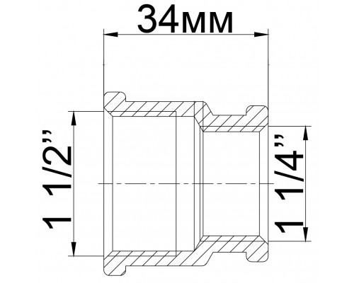 Муфта редукційна латунна 1 1/2″ВР х 1 1/4″ВР ливарна 307-1Б - !NoName