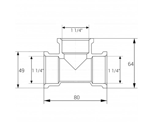 Трійник латунний 1 1/4″ВР х 1 1/4″ВР х 1 1/4″ВР ливарний A0208-1А VA - VA