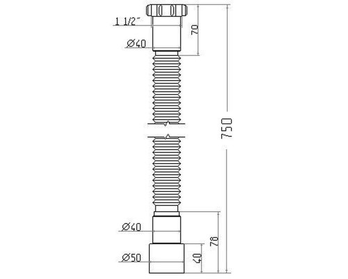 Гибкая труба Waterstal АС-1013 1 1/2″х40/50 с гайкой, 750мм