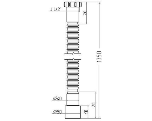 Гнучка труба Waterstal АС-10132 1 1/2″ х 40/50 з гайкою 1350мм - Waterstal