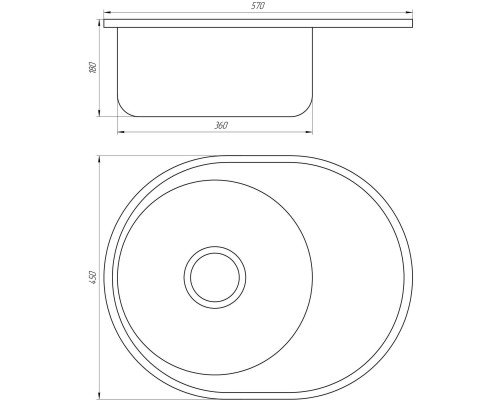 Мийка кухонна врiзна кругла з полицею 570х450х180 Decor MR 5745 L D Mira - MIRA