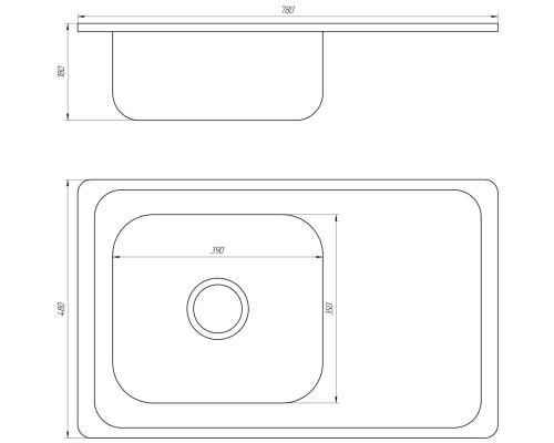 Мийка кухонна врiзна прямокутна з полицею 780х480х180 Decor MR 7848 D Mira - MIRA