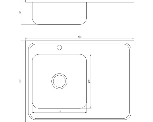 Мийка кухонна накладна прямокутна 800х600х180 Decor Left MR 8060 L D Mira - MIRA