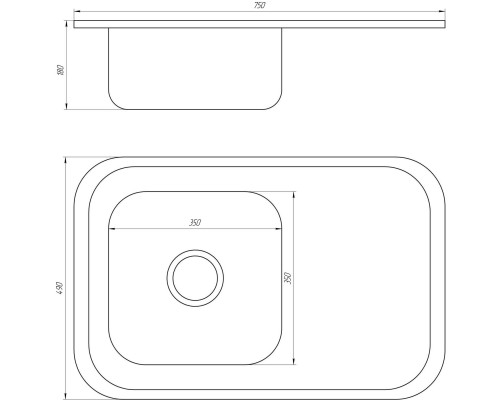 Мийка кухонна врiзна прямокутна з полицею 750х490х180 Decor MR 7549 D Mira - MIRA