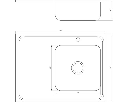 Мийка кухонна накладна прямокутна 800х600х180 Decor Right MR 8060 R D Mira - MIRA