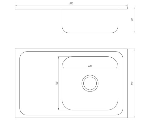 Мийка кухонна накладна прямокутна 800х500х180 Decor Right MR 8050 R D Mira - MIRA