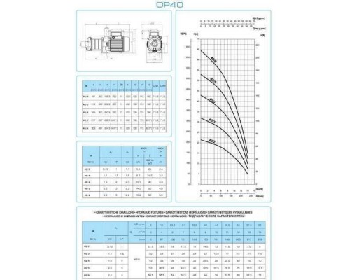 Насос центробежный горизонтальный многоступенчатый OP-40/2 0.75 кВт SAER (14 м3/ч,21,5 м)