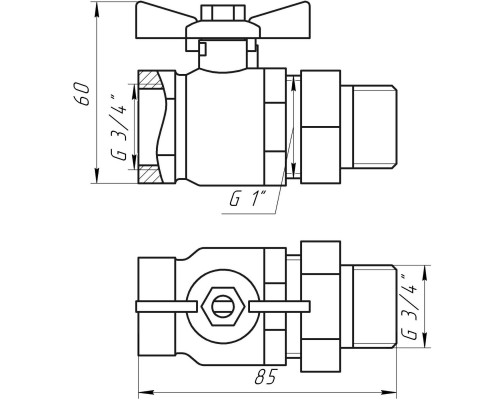 Кран кульовий прямий з американкою ARCO 3/4″ SENA 154104 - ARCO