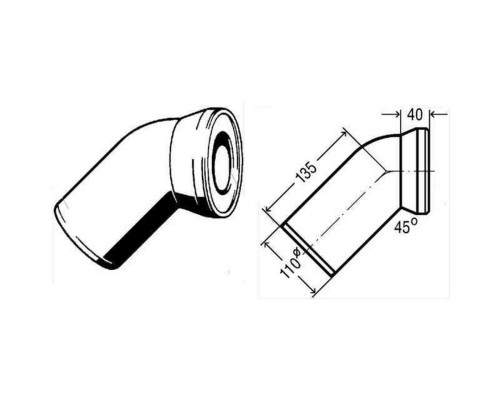 Коліно для унітазу 45° пластик Ø110 VIEGA 101718 - VIEGA