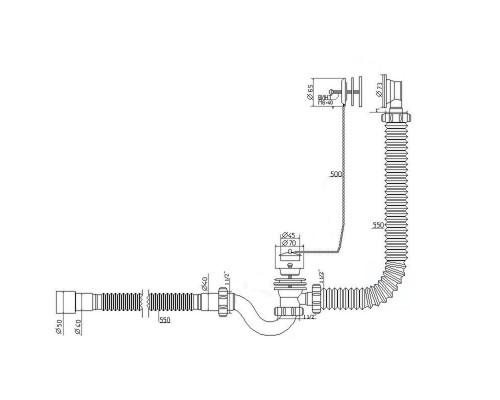 Сифон Waterstal А-40089 для ванни з перел. 1 1/2″, з гнучкою трубою - Waterstal