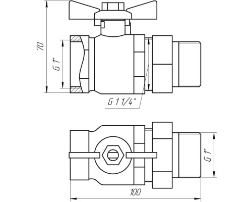 Кран кульовий прямий з американкою ARCO 1″ SENA 154105 - ARCO