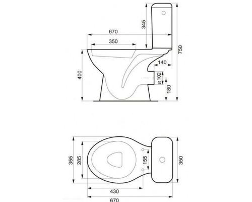 Компакт Cersanit 679 PRESIDENT 010 3/6 з кришкою поліпропілен - Cersanit