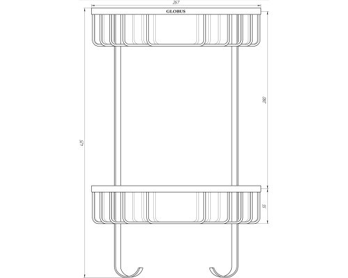 Поличка в душову SS8488-кутова Подвійна НЕРЖ-SUS304-(200*200*425мм)-(Globus Lux) - Globus Lux