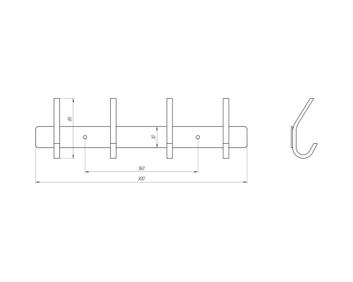 Планка з гачками Globus Lux SQ 9435-4 SUS304 - Globus Lux