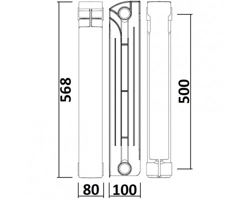 Радіатор біметалевий секційний QUEEN THERM 500/100 (кратно 10) - QUEEN THERM