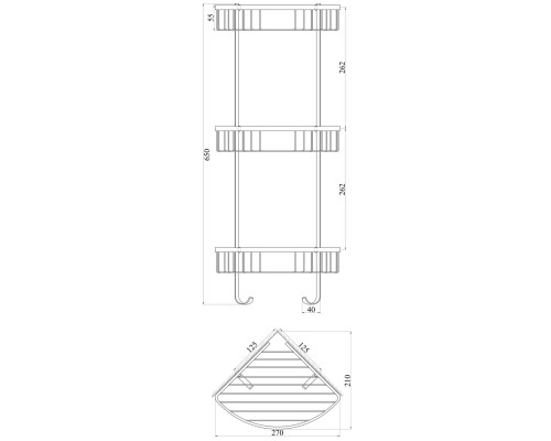 Поличка потрійна кутова TOPAZ 4134 - TOPAZ