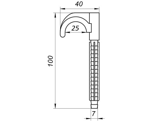Кріплення-гак забивне одинарне для труби Ø16-25, довжина 100мм, біла (100шт) - !NoName