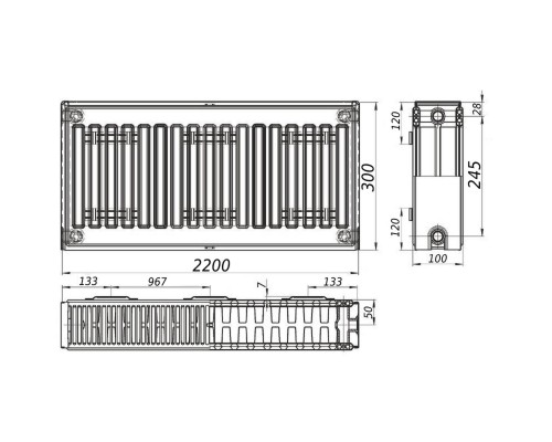 Радіатор сталевий панельний KALITE 22 бок 300х2200 - KALITE