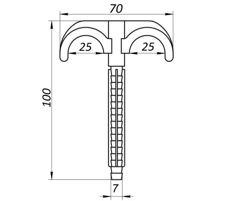 Крепление-крюк забивное двойное для трубы Ø16-25, длина 100мм, белая (100шт)