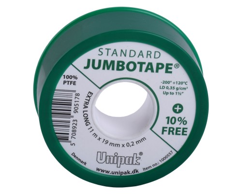 Фум стрічка тефлонова Jumbotape standard UNIPAK (11м х 19мм х 0,2мм) - Unipak