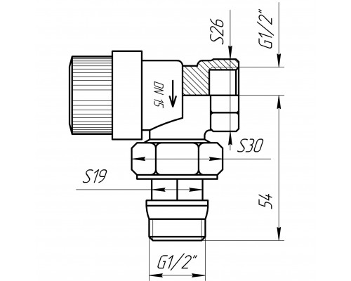 Кран радіаторний кутовий Q PROFESSIONAL 1/2″ NV-QP5007 під ключ з ущільнювачем - Solomon