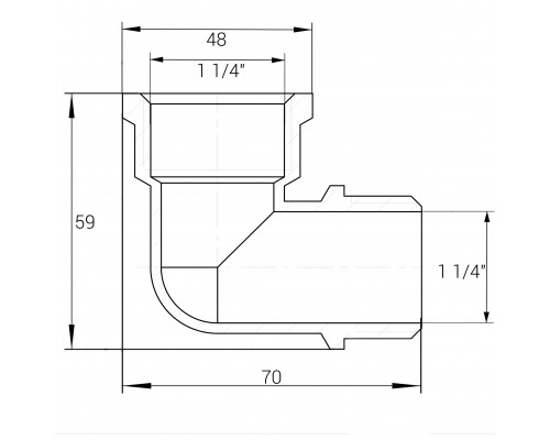 Кутник нікельований 1 1/4″ВР х 1 1/4″ЗР ливарний А0136А(нк) VA - VA