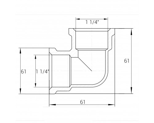 Кутник нікельований 1 1/4″ВР х 1 1/4″ВР ливарний А0134А(нк) VA - VA