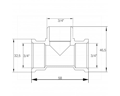 Трійник нікельований 3/4″ВР х 3/4″ЗР х 3/4″ВР штампований А0252А(нк) VA - VA