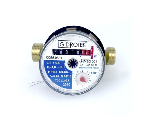 Лічильник холодної води Gidrotek E-T 1,6U 1/2″ зі штуцером (110мм) - Gidrotek