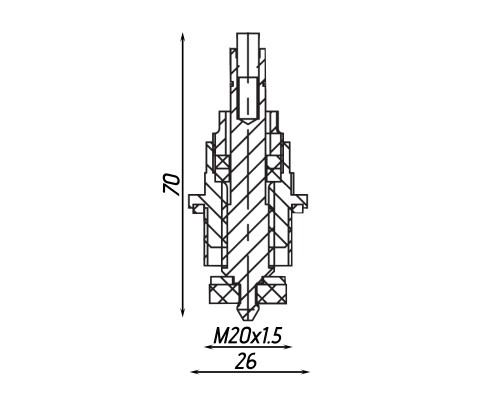 Вентильна головка без маховика для крана ХВ 1/2″ латунна М20 х 1,5 штампована Б1811А VA - VA