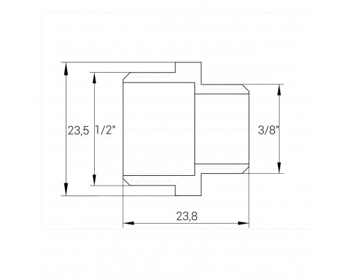 Ніпель редукційний латунний 1/2″ЗР х 3/8″ЗР штампований А0542А VA - VA