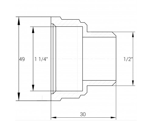 Переходник редукционный латунный 1 1/4″ВР х 1/2″НР штампованный А0620А VA
