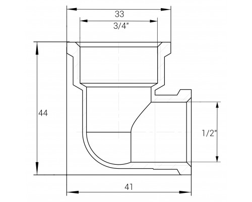 Кутник редукційний нікельований 3/4″ВР х 1/2″ВР штампований А0112А(нк) VA - VA