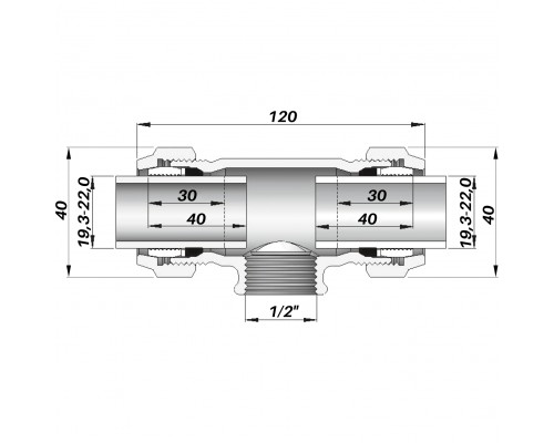 Соединение зажимное тройное с внутренней резьбой DN15(19,3-22,0 мм) х 1/2″ TK AGAflex